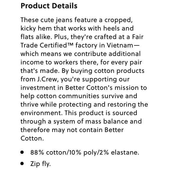 NWT J. Crew Billie Demi-Boot Crop Jean in Ocean Wash - Picture 5 of 6